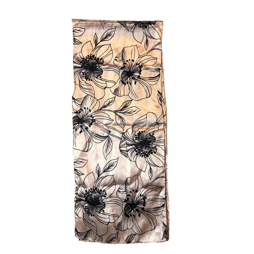 Vintage‎ Kasper Blouse Neck Tie Womens Pink Floral Satin Hair Wrap Shawl Boho